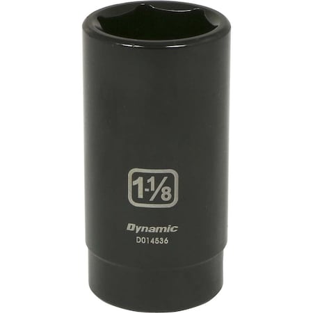 Dynamic 1/2" Drive Deep Socket, Black Phosphate, Tools 1/2" Drive 6 Point SAE, 1-1/8" Deep Length D014536
